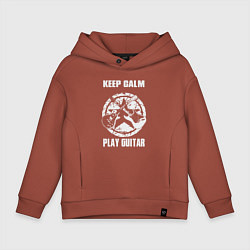 Толстовка оверсайз детская Сохраняй спокойствие и играй на гитаре, цвет: кирпичный