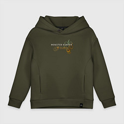 Толстовка оверсайз детская Monster hunter wilds logo, цвет: хаки