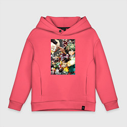 Толстовка оверсайз детская Моя геройская академия Идзуку Мидория Отяко Урарак, цвет: коралловый