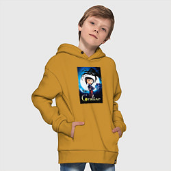 Толстовка оверсайз детская Coraline Jones and cat, цвет: горчичный — фото 2