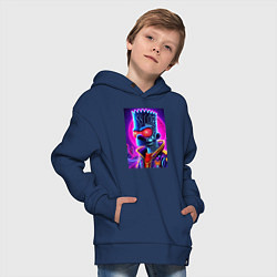 Толстовка оверсайз детская Cool Bart Simpson - neon glow, цвет: тёмно-синий — фото 2