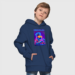 Толстовка оверсайз детская Bart Simpson - neon fantasy ai art, цвет: тёмно-синий — фото 2
