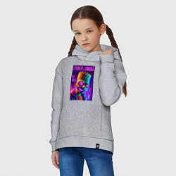 Толстовка оверсайз детская Bart Simpson cyber zombie - halloween ai art, цвет: меланж — фото 2