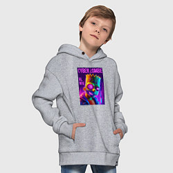 Толстовка оверсайз детская Bart Simpson cyber zombie - halloween ai art, цвет: меланж — фото 2
