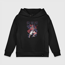 Толстовка оверсайз детская Клинок рассекающий демонов Акадза demon slayer, цвет: черный