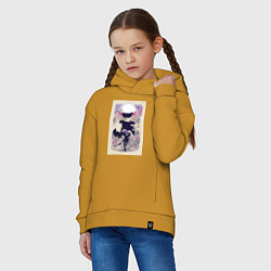Толстовка оверсайз детская Магическая битва Сатору Годзё арт повязка, цвет: горчичный — фото 2