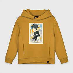 Толстовка оверсайз детская Магическая битва Мэгуми Фусигуро тень, цвет: горчичный