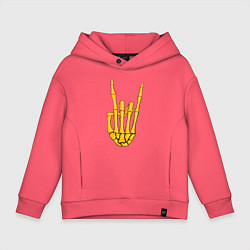 Толстовка оверсайз детская Golden skeleton hand, цвет: коралловый