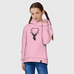 Толстовка оверсайз детская Love deer, цвет: светло-розовый — фото 2