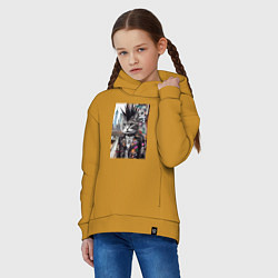 Толстовка оверсайз детская Нью-Йоркский панк музыкант - нейросеть, цвет: горчичный — фото 2