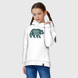 Толстовка оверсайз детская Силуэт медведя, цвет: белый — фото 2