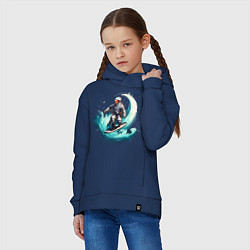 Толстовка оверсайз детская Космонавт занимающийся серфингом, цвет: тёмно-синий — фото 2
