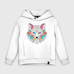 Толстовка оверсайз детская Лиса раскраска, цвет: белый