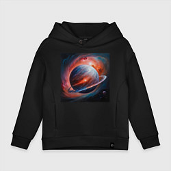 Толстовка оверсайз детская Огненная планета, цвет: черный