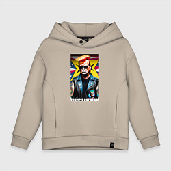 Толстовка оверсайз детская Trumps not dead - ai punk art, цвет: миндальный