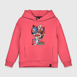 Толстовка оверсайз детская Samurai pizza cats, цвет: коралловый