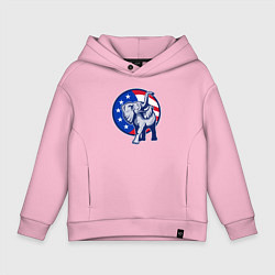 Толстовка оверсайз детская USA elephant, цвет: светло-розовый