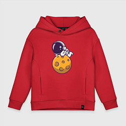 Толстовка оверсайз детская Отдых на Луне, цвет: красный