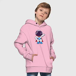 Толстовка оверсайз детская Супермен астронавт, цвет: светло-розовый — фото 2