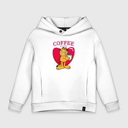 Толстовка оверсайз детская Coffee is love Гарфилд, цвет: белый