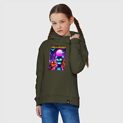 Толстовка оверсайз детская Minecraft and halloween- vaporwave, цвет: хаки — фото 2
