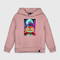 Толстовка оверсайз детская Halloween and Minecraft - pumpkin, цвет: пыльно-розовый