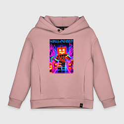 Толстовка оверсайз детская Halloween is coming - neon glow collaboration, цвет: пыльно-розовый