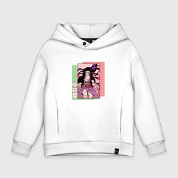 Толстовка оверсайз детская Клинок рассекающий демонов Незуко Демон, цвет: белый