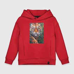 Детское худи оверсайз Охотящийся тигр