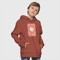 Толстовка оверсайз детская Ты нам нужен, цвет: кирпичный — фото 2