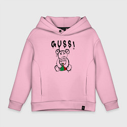 Толстовка оверсайз детская Гусси - мишка с гусями, цвет: светло-розовый