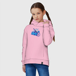 Толстовка оверсайз детская Космические корабли, цвет: светло-розовый — фото 2