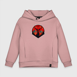 Толстовка оверсайз детская Олень на фоне гор, цвет: пыльно-розовый