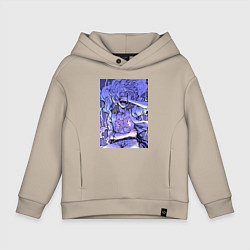 Толстовка оверсайз детская Ван-Пис Луффи улыбается, цвет: миндальный