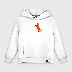 Толстовка оверсайз детская Конь красный, цвет: белый