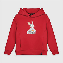 Толстовка оверсайз детская Кролик в кимоно, цвет: красный