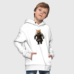 Толстовка оверсайз детская Кот викинг, цвет: белый — фото 2