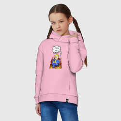 Толстовка оверсайз детская Vault boy in the fire, цвет: светло-розовый — фото 2