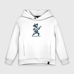 Толстовка оверсайз детская Питбуль играет на гитаре укулеле мексиканской, цвет: белый