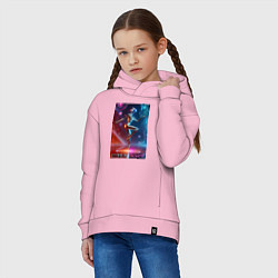 Толстовка оверсайз детская Танцующая кибер девчонка - неоновое свечение, цвет: светло-розовый — фото 2
