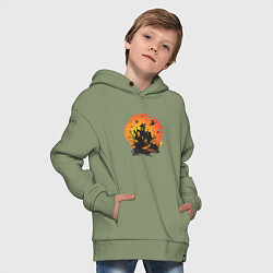 Толстовка оверсайз детская Хэллоуин ведьмин дом, цвет: авокадо — фото 2