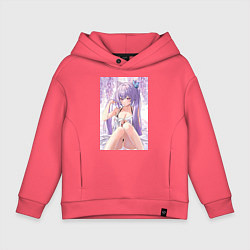 Толстовка оверсайз детская Геншин Кэ Цин, цвет: коралловый