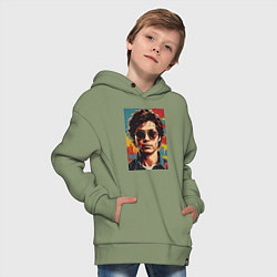 Толстовка оверсайз детская Ретро портрет, цвет: авокадо — фото 2