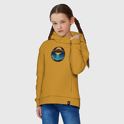 Толстовка оверсайз детская Космическая тарелка, цвет: горчичный — фото 2