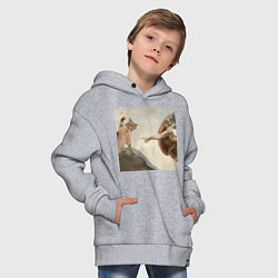 Толстовка оверсайз детская Кот сотворение Адама, цвет: меланж — фото 2