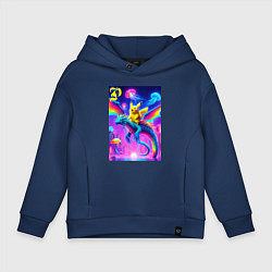 Толстовка оверсайз детская Пикачу верхом на водяном драконе, цвет: тёмно-синий