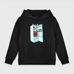 Толстовка оверсайз детская Санта в холодильнике, цвет: черный