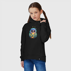 Толстовка оверсайз детская Сова с гирляндой, цвет: черный — фото 2