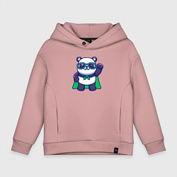 Толстовка оверсайз детская Панда в плаще, цвет: пыльно-розовый