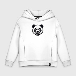 Толстовка оверсайз детская Морда злой панды, цвет: белый